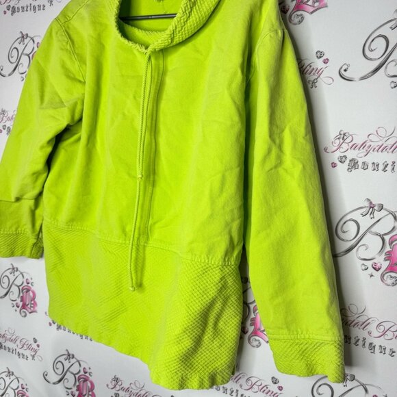 Wek hoodie sweater neon green lime boho turtle neck style pull over bohemian - Picture 3 of 10